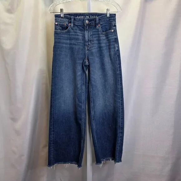 American Eagle Outfitters Super High Rise Baggy Wide Leg Jeans Size 0 Short - Picture 4 of 10